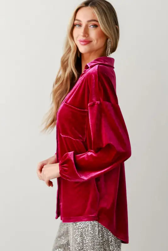 Luxe velvet button-up shirt