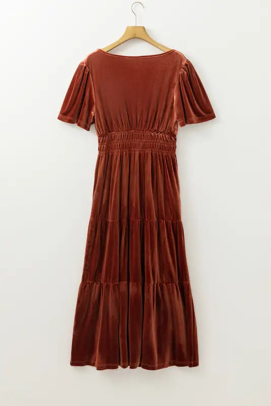 Luxe velvet maxi dress | shirred waist & tiered design