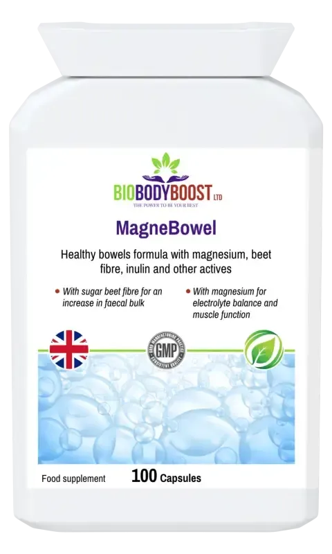 MagneBowel Magnesium Cleanse & Detox Formula — magnesium-based bowel cleanse for digestive regularity, 90 capsules, BioBodyBoost UK