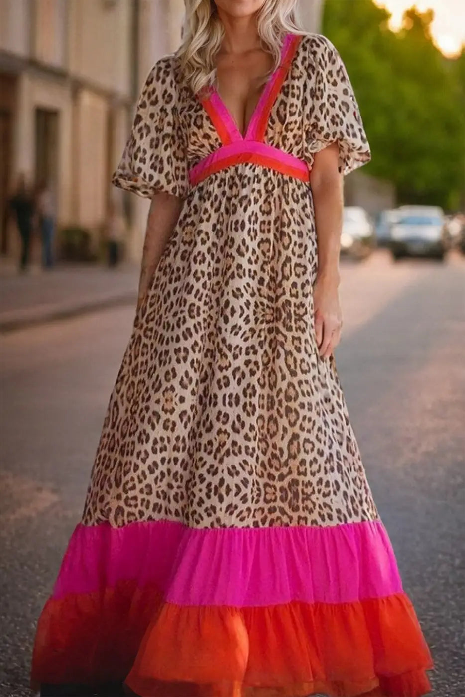 Maxi mosaic leopard gown - dresses