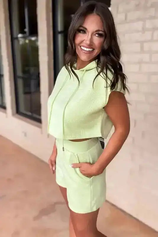 Meadow Cropped Hoodie and Shorts Set - Fashionfitz