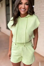 Meadow Cropped Hoodie and Shorts Set - Fashionfitz