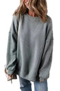 Medium Grey Oversized Top - Side Split Drop Shoulder 