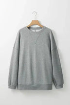 Medium Grey Oversized Top - Side Split Drop Shoulder - Fashionfitz