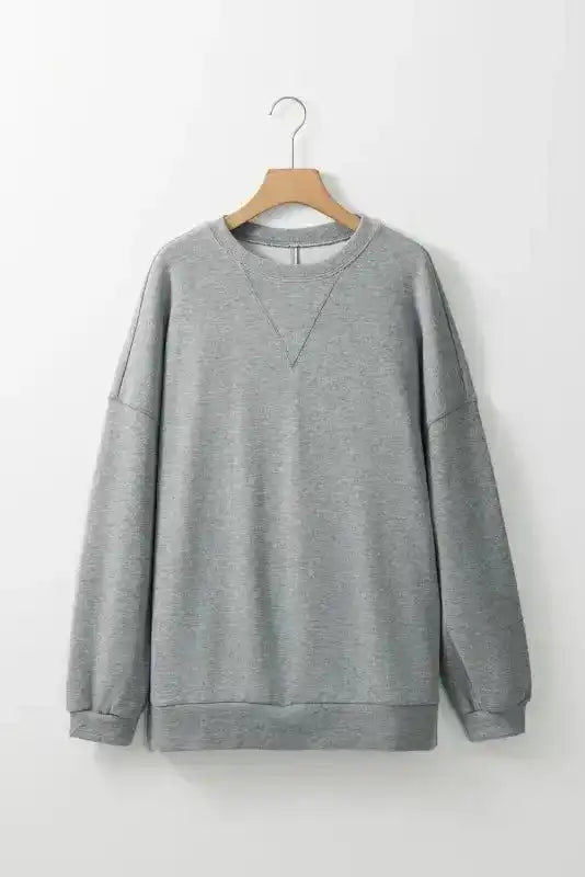 Medium Grey Oversized Top - Side Split Drop Shoulder - Fashionfitz