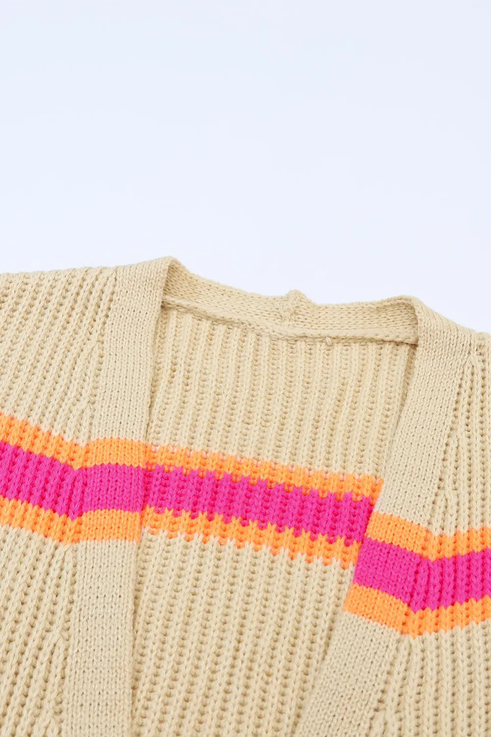 Medium grey stripe printed ribbed long knitted cardigan
