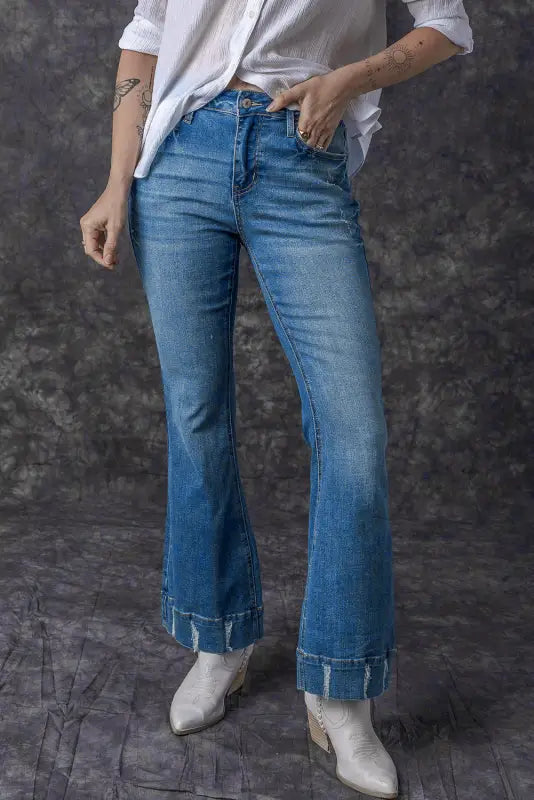 Medium wash flare jeans