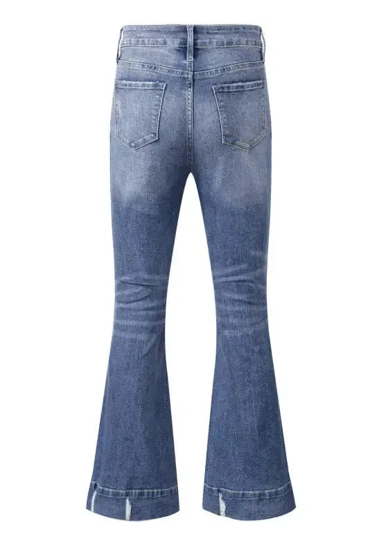 Medium Wash Flare Jeans - Fashionfitz