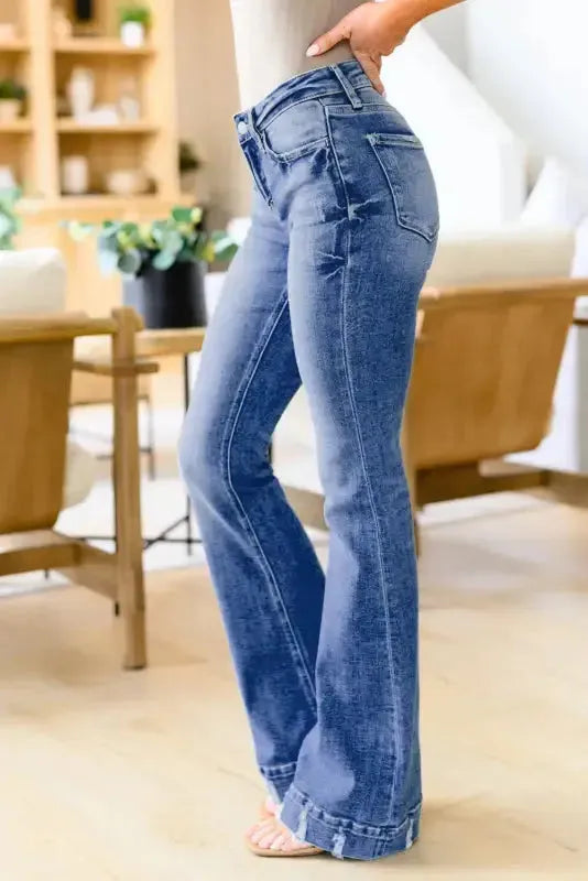 Medium Wash Flare Jeans - Fashionfitz