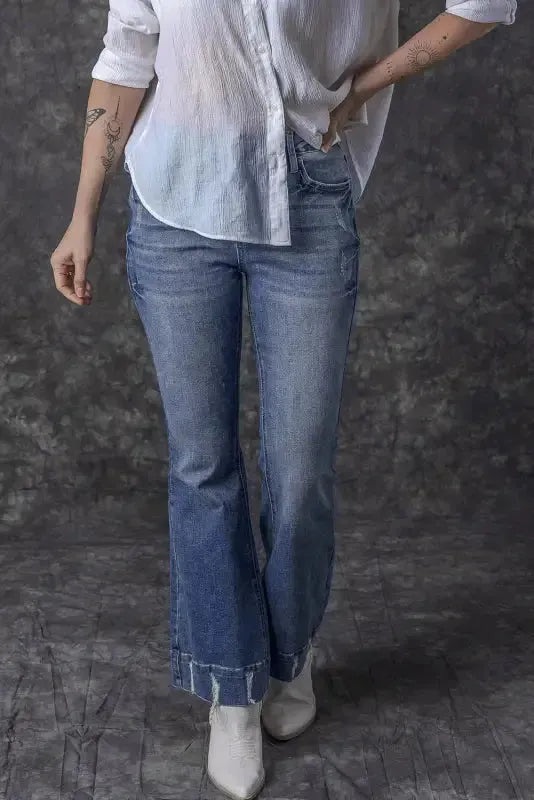 Medium Wash Flare Jeans - Fashionfitz