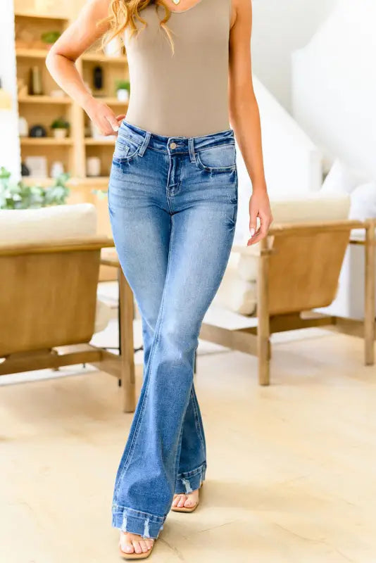 Medium wash flare jeans