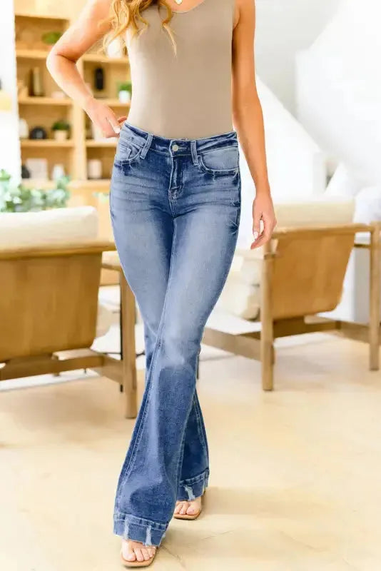 Medium Wash Flare Jeans - Fashionfitz