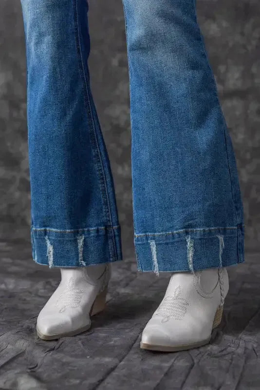 Medium Wash Flare Jeans - Fashionfitz