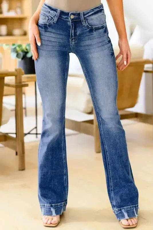 Medium Wash Flare Jeans - Fashionfitz