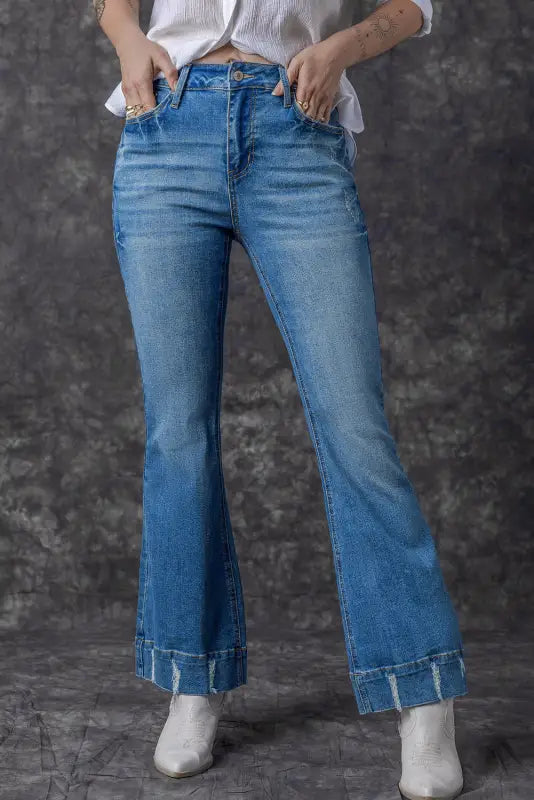 Medium wash flare jeans