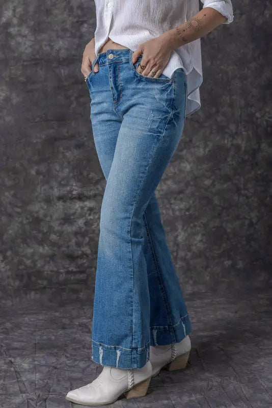 Medium wash flare jeans