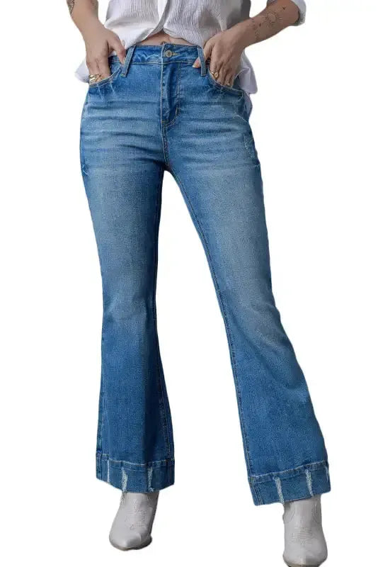 Medium Wash Flare Jeans - Fashionfitz