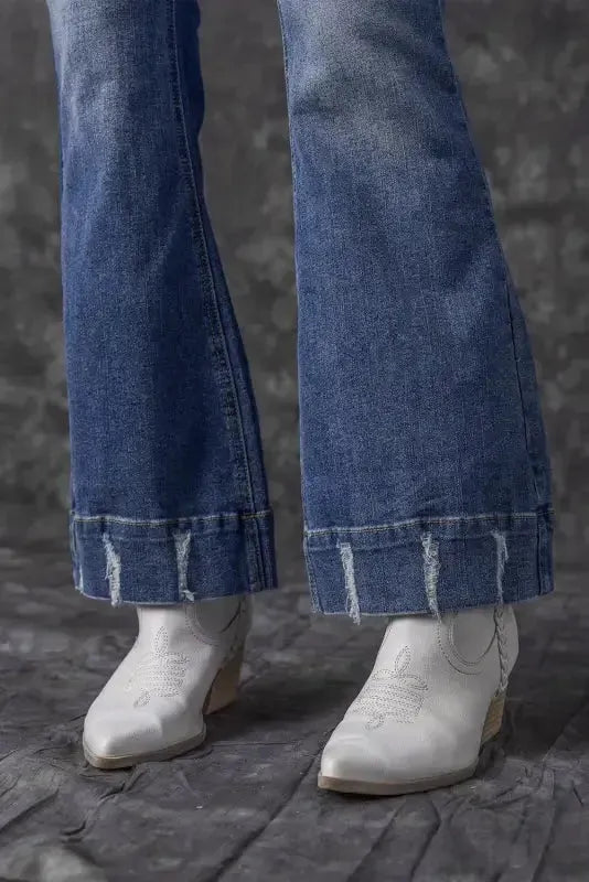 Medium Wash Flare Jeans - Fashionfitz