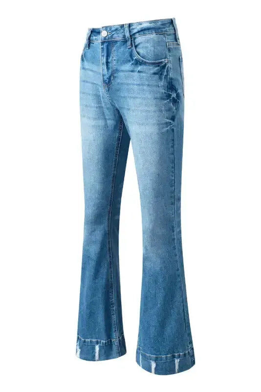 Medium Wash Flare Jeans - Fashionfitz