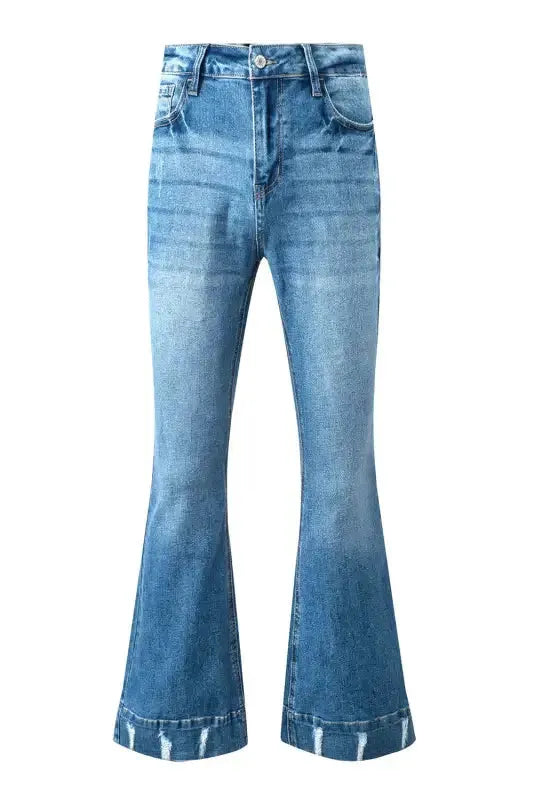 Medium Wash Flare Jeans - Fashionfitz