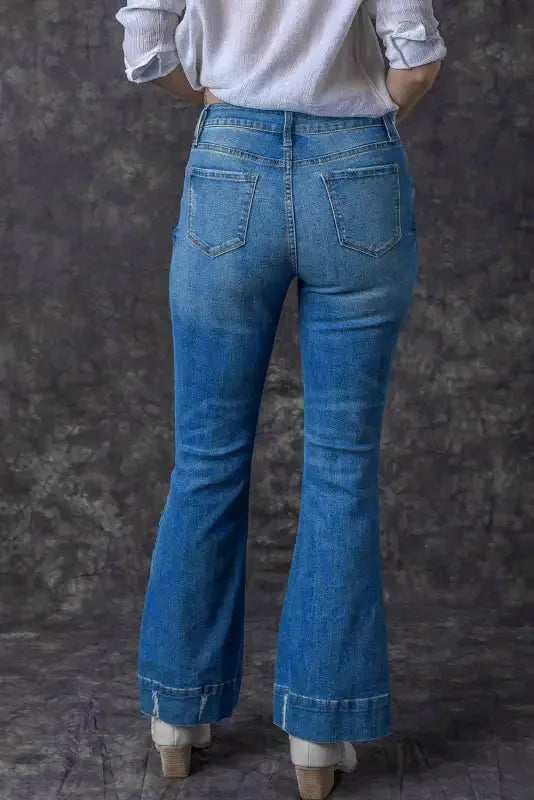 Medium Wash Flare Jeans - Fashionfitz