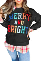 Merry And Bright Cable Knit Sweatshirt - Fashionfitz