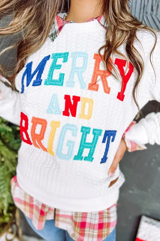 Merry and bright cable knit sweatshirt | fashionfitz