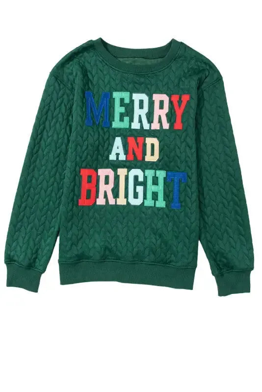 Merry And Bright Cable Knit Sweatshirt - Fashionfitz
