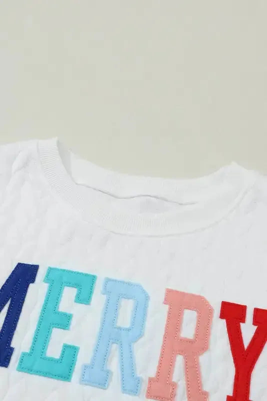 Merry And Bright Cable Knit Sweatshirt - Fashionfitz