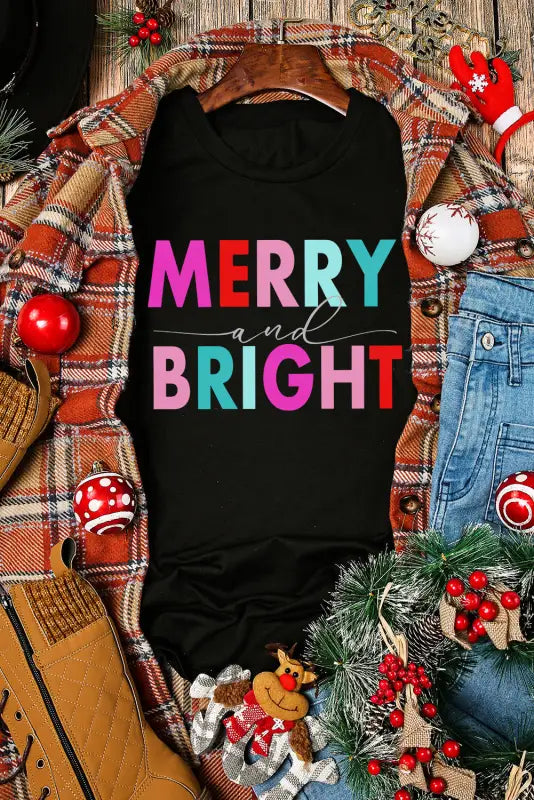 Merry and bright graphic tee - t-shirts