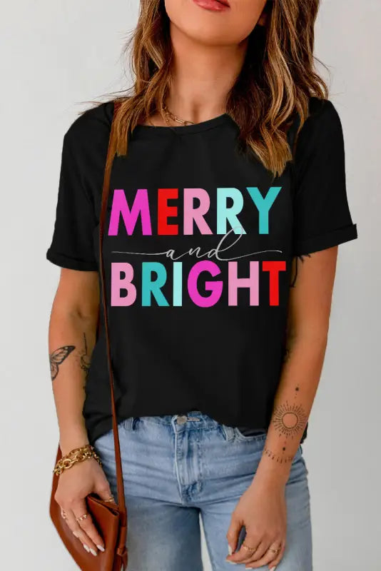 Merry and bright graphic tee - t-shirts