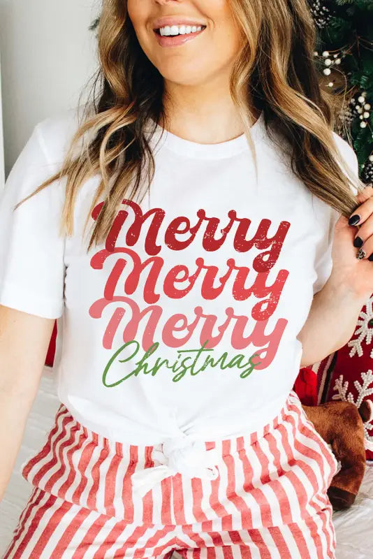 Merry and bright graphic tee - white1 / 2xl / 95% polyester + 5% elastane - t-shirts