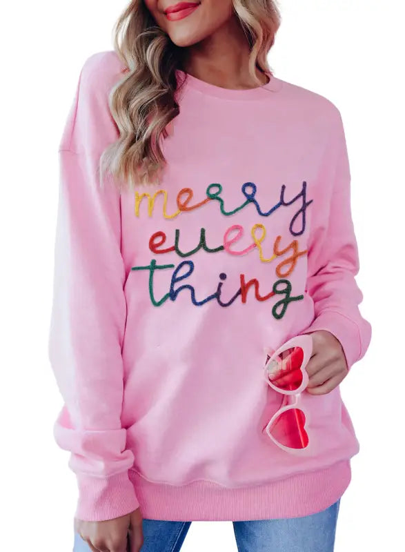 Merry-every-thing glitter sweatshirt - graphic sweatshirts