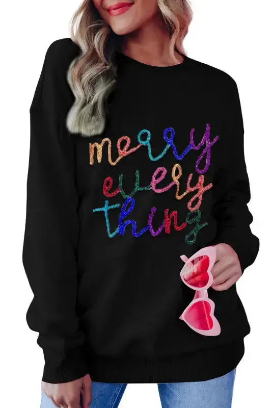 Merry-Every-Thing Glitter Sweatshirt - Fashionfitz