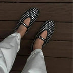 Mesh Ballet Flats - Leather Trimmed - Fashionfitz