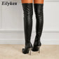 Metal high heels over the knee boots