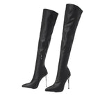 Metal High Heels Over The Knee Boots - Fashionfitz