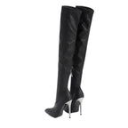 Metal High Heels Over The Knee Boots - Fashionfitz