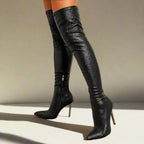 Metal High Heels Over The Knee Boots - Fashionfitz