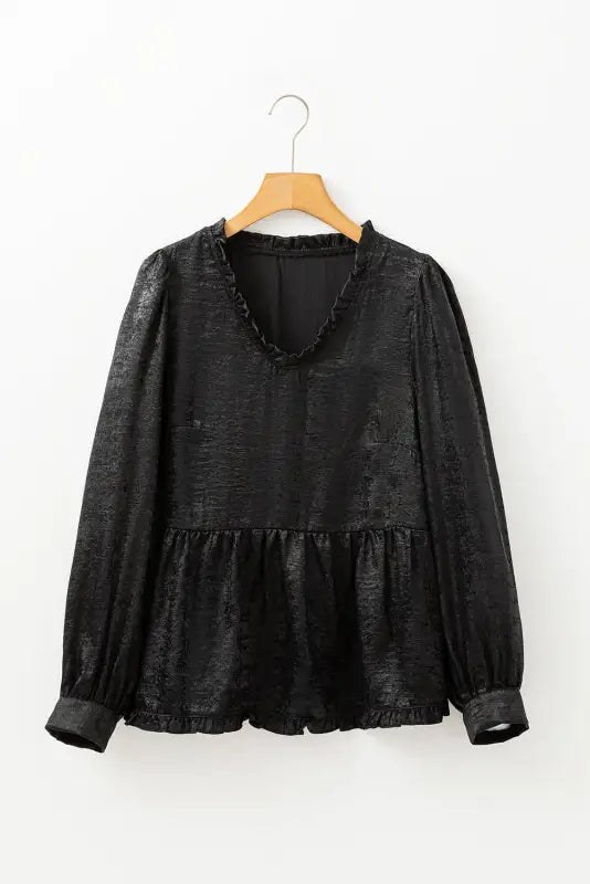 Metallic velvet babydoll blouse | fashionfitz