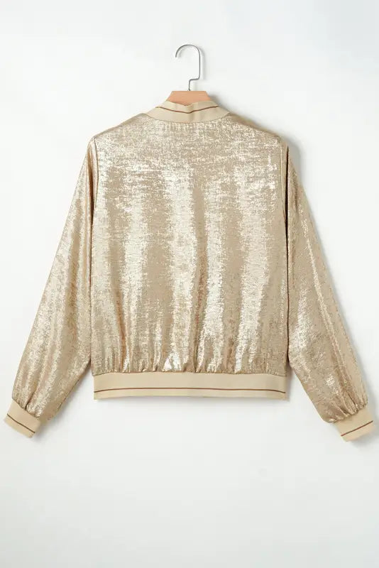 Metallic zip-up varsity jacket | fashionfitz