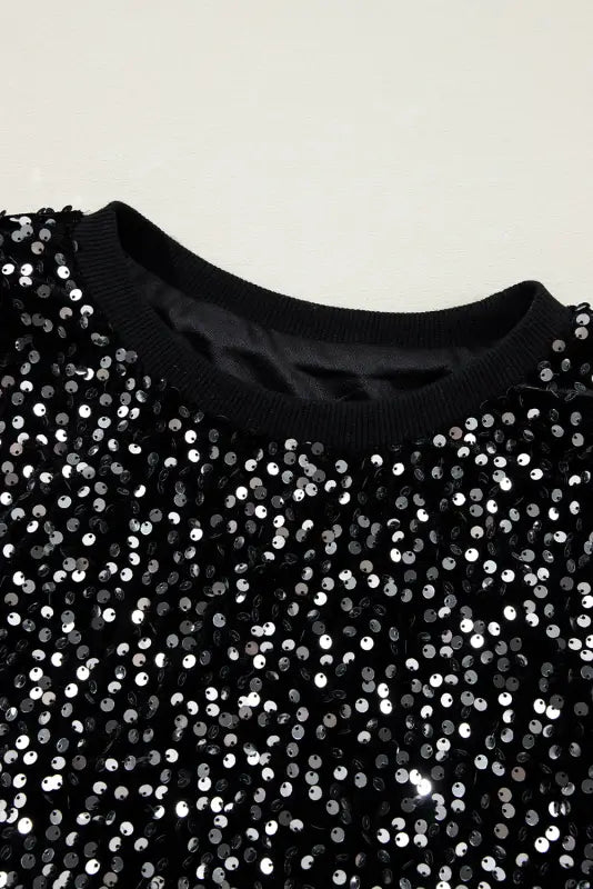 Midnight shimmer sequined cropped blouse