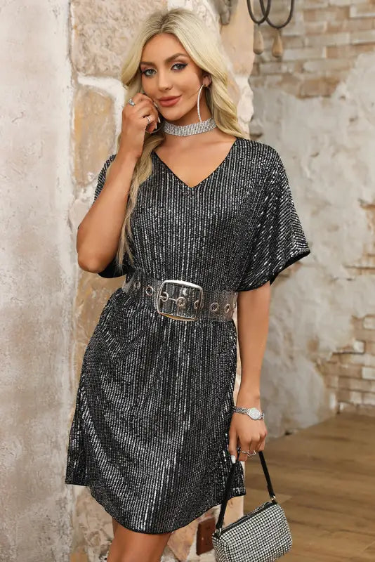 Midnight shimmer shift dress - sequin dresses