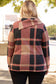 Mineral red plus size plaid print button decor asymmetric neck top