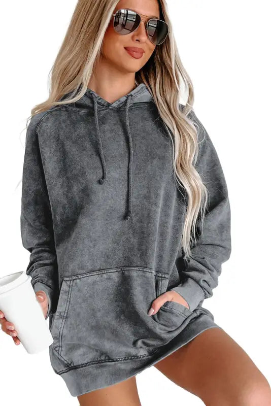 Mineral wash kangaroo pocket hoodie - hoodies