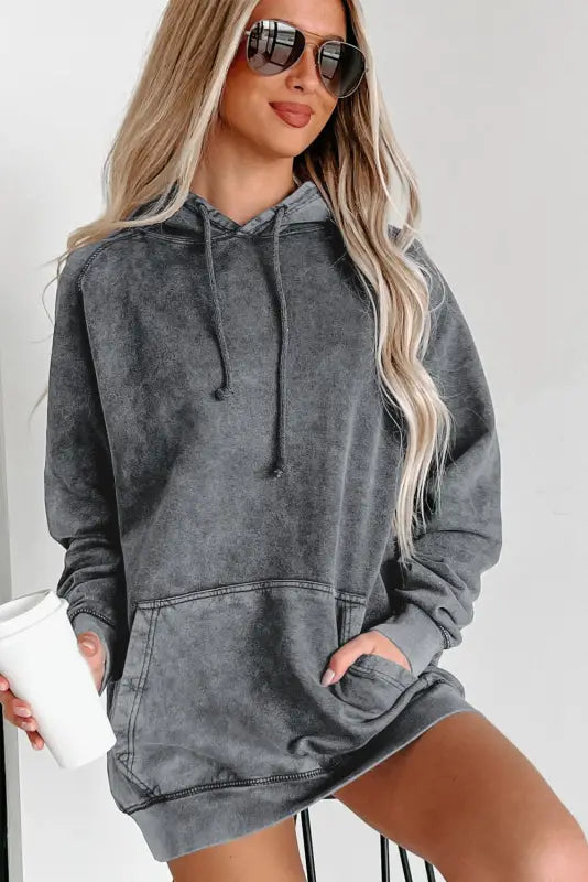 Mineral wash kangaroo pocket hoodie - hoodies