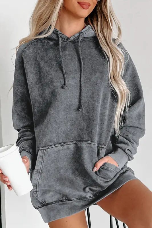 Mineral wash kangaroo pocket hoodie - hoodies