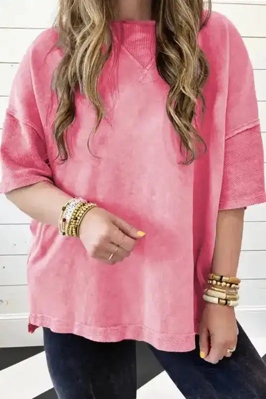 Mineral Wash Patchwork Plus T-Shirt - Fashionfitz