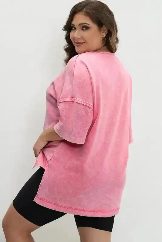 Mineral Wash Patchwork Plus T-Shirt - Fashionfitz