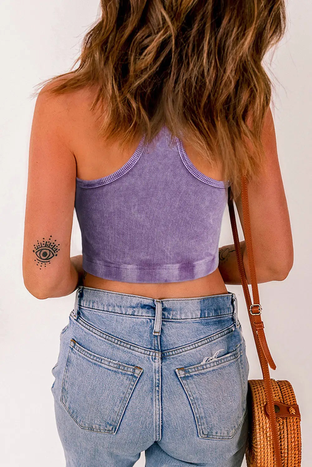 Mineral wash racerback cropped tank top - tops